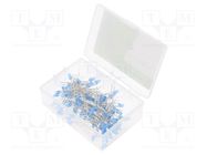 Kit: LED; THT; 3mm; 100pcs; blue; 2.7÷3.4V; plastic box; 20mA; 30° OPTOSUPPLY