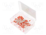 Kit: LED; THT; 3mm; 100pcs; red; plastic box; 20mA; 30°; λd: 620÷640nm OPTOSUPPLY