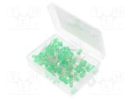 Kit: LED; THT; 5mm; 100pcs; yellow green; plastic box; 20mA; 30° OPTOSUPPLY