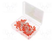 Kit: LED; THT; 5mm; 100pcs; red; 1.8÷2.4V; plastic box; 20mA; 30° OPTOSUPPLY