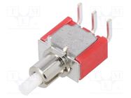 Switch: push-button; Pos: 2; SPDT; 1A/250VAC; 3A/28VDC; ON-(ON) E-SWITCH