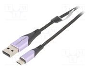 Cable; USB 2.0; USB A plug,USB B micro plug; 1m; black; 480Mbps VENTION