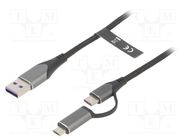 Cable; USB 2.0; USB A plug,USB B micro plug,USB C plug; 0.5m VENTION