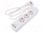 Plug socket strip: supply; Sockets: 5; 250VAC; 16A; white; 1.5m LOGILINK