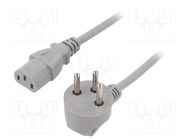 Cable; 3x0.75mm2; IEC C13 female,IS1-16P (H) plug angled; PVC 