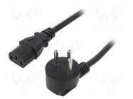 Cable; 3x0.75mm2; IEC C13 female,IS1-16P (H) plug angled; PVC LIAN DUNG