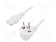 Cable; 3x0.75mm2; IEC C13 female,IS1-16P (H) plug angled; PVC 