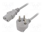 Cable; 3x1mm2; IEC C13 female,IS1-16P (H) plug angled; PVC; 3m 