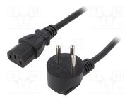 Cable; 3x1mm2; IEC C13 female,IS1-16P (H) plug angled; PVC; 5m 