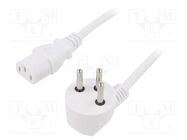 Cable; 3x1mm2; IEC C13 female,IS1-16P (H) plug angled; PVC; 5m 