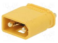 Connector: DC supply; socket; XT30; male; PIN: 2; on PCBs; THT; 20A AMASS