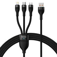 Baseus Flash Series II cable USB - USB Type C / Lightning / micro USB 100 W 1.2 m black (CASS030001), Baseus