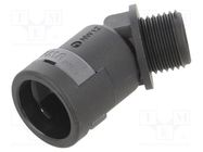 45° angled connector; Thread: metric,outside; polyamide 6; black PMA