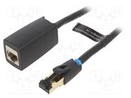 Extender RJ45; F/FTP; Cat 8; OFC; PVC; black; 1m; Cores: 8 VENTION