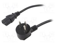 Cable; 3x0.75mm2; IEC C13 female,IS1-16P (H) plug angled; PVC 