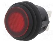 Switch: push-button; Pos: 2; SPST; 20A/14VDC; red; Illumin: LED; PB SWITCH COMPONENTS