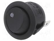 ROCKER; SPST; Pos: 2; ON-OFF; 20A/14VDC; black; LED; RA; Body: black SWITCH COMPONENTS