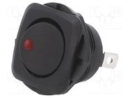 ROCKER; SPST; Pos: 2; ON-OFF; 20A/14VDC; black; LED; RB; Body: black SWITCH COMPONENTS