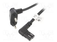 Cable; CEE 7/16 (C) plug angled,IEC C7 female angled; PVC; 5m Goobay