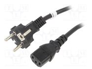 Cable; CEE 7/7 (E/F) plug,IEC C13 female; PVC; 3m; black; 10A 