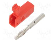 Connector: 2mm banana; plug; 10A; 30VAC; 60VDC; red; nickel plated STÄUBLI