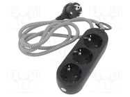 Plug socket strip: supply; Sockets: 3; 250VAC; 16A; black; 1.5m LOGILINK