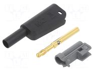 Connector: 4mm banana; 32A; 1kV; black; gold-plated; screw STÄUBLI