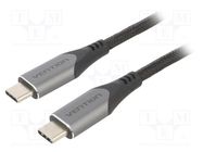 Cable; USB 3.1; USB C plug,both sides; 1m; black; Core: Cu,tinned VENTION