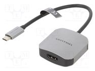 Converter; HDMI 1.4; HDMI socket,USB C plug; 0.15m; black; grey VENTION