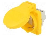 Connector: AC supply; socket; 2P+PE; 250VAC; 16A; yellow; PIN: 3 PCE