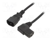 Cable; 3x0.75mm2; IEC C13 female 90°,IEC C14 male; PVC; 1.8m 