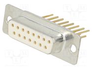 D-Sub; PIN: 15; socket; female; on PCBs; angled; THT 