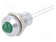 Indicator: LED; prominent; green; 2.2VDC; Ø8mm; IP40; 2pin; metal CML INNOVATIVE TECHNOLOGIES