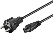 Mains Cable with Safety Plug, 1.8 m, black, (3*0.75 mm²), 1.8 m - safety plug hybrid (type E/F, CEE 7/7) > Device socket C5