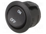 ROCKER; SPST; Pos: 2; ON-OFF; 10A/28VDC; black; none; RA; Body: black SWITCH COMPONENTS