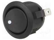 ROCKER; SPST; Pos: 2; ON-OFF; 10A/28VDC; black; none; RA; Body: black SWITCH COMPONENTS