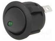 ROCKER; SPST; Pos: 2; ON-OFF; 20A/14VDC; black; LED; RA; Body: black SWITCH COMPONENTS