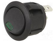 ROCKER; SPST; Pos: 2; ON-OFF; 20A/14VDC; black; LED; RA; Body: black SWITCH COMPONENTS