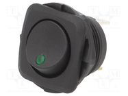 ROCKER; SPST; Pos: 2; ON-OFF; 20A/14VDC; black; LED; RB; Body: black SWITCH COMPONENTS