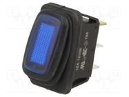 ROCKER; SPST; Pos: 2; ON-OFF; 16A/12VDC; blue; IP65; RE; Body: black SWITCH COMPONENTS