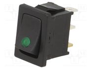 ROCKER; SPST; Pos: 2; ON-OFF; 16A/12VDC; black; LED; RF; Body: black SWITCH COMPONENTS