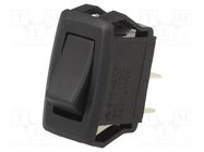 ROCKER; SPST; Pos: 2; ON-OFF; 10A/24VDC; black; none; RG; Body: black SWITCH COMPONENTS