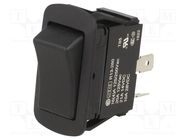 ROCKER; SPST; Pos: 2; OFF-(ON); 10A/28VDC; black; IP56; none; SRB SWITCH COMPONENTS