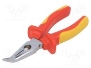 Pliers; insulated,curved,half-rounded nose,universal; 160mm 