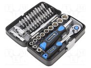 Wrenches set; 6-angles,socket spanner; Mounting: 1/4"; 38pcs. HÖGERT TECHNIK