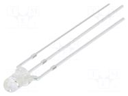 LED; red/blue; 3mm; 30°; Front: convex; 3÷15VDC; No.of term: 3; round OPTOSUPPLY