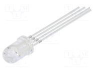 LED; 5mm; RGB; 30°; Front: convex; 3÷15VDC; No.of term: 4; -30÷85°C OPTOSUPPLY