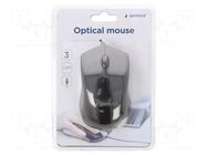 Mouse; black; USB A; optical,wired; 1.35m; No.of butt: 3 GEMBIRD