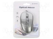 Optical mouse; black,grey; USB A; wired; 1.35m; No.of butt: 6 