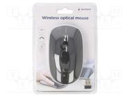 Optical mouse; black; USB A; wireless; 10m; No.of butt: 4 GEMBIRD